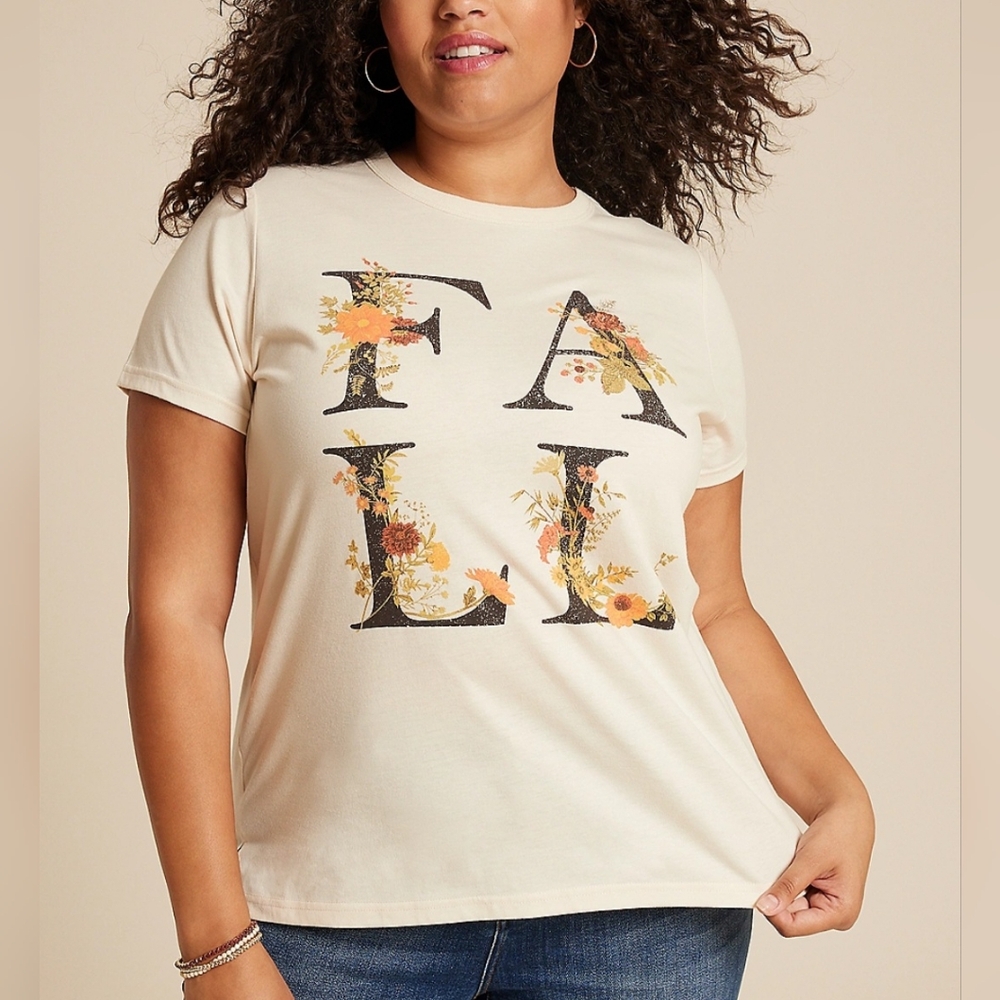 Maurices Plus Size Fall Leaves Classic Fit Graphic Tee Size XXL‎ NWT